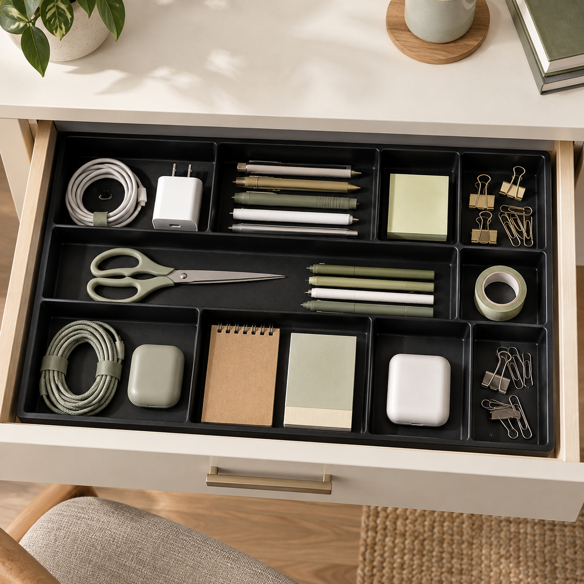 TidyNest Drawer Sorter Tray in black large size