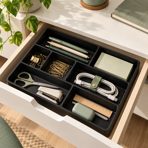 TidyNest Drawer Sorter Tray in black medium size