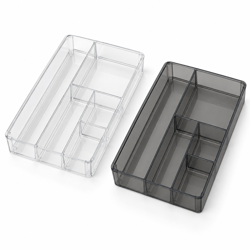 TidyNest Drawer Sorter Tray clear and smoked transparent product photo