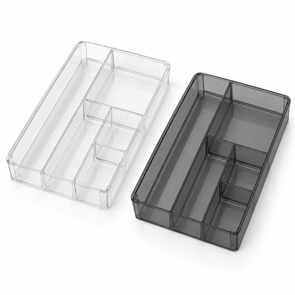 TidyNest Drawer Sorter Tray clear and smoked transparent product photo