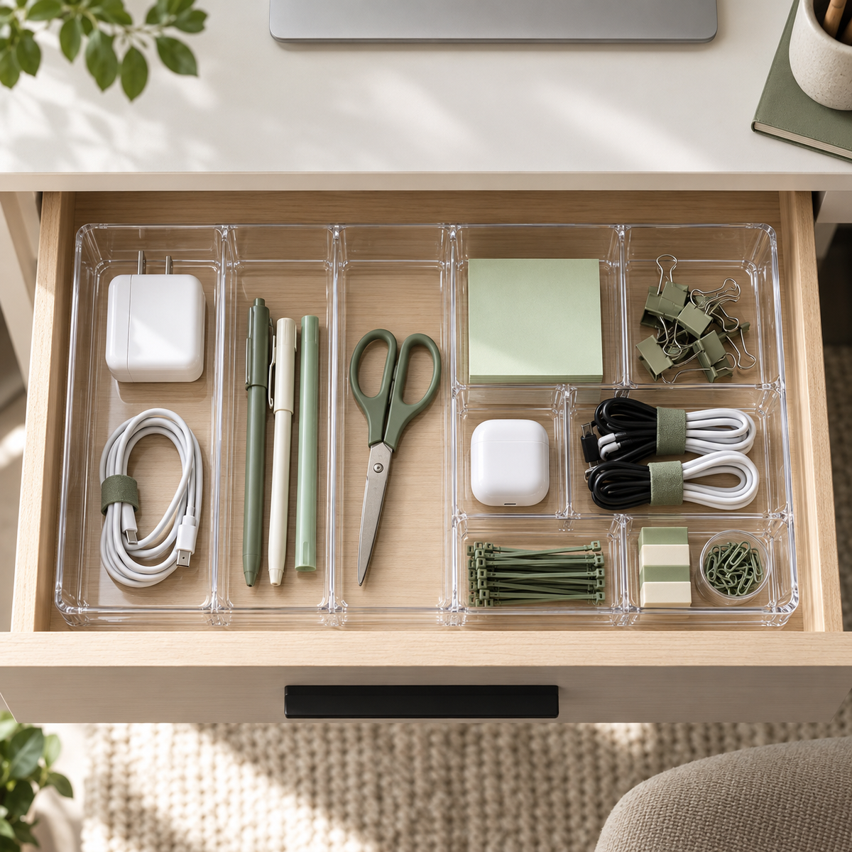 TidyNest Drawer Sorter Tray in transparent large size