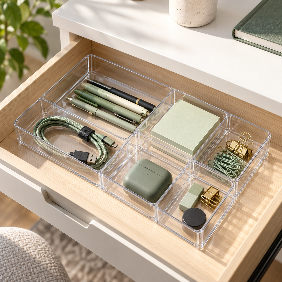 TidyNest Drawer Sorter Tray in transparent medium size